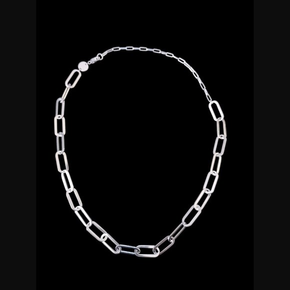 Jennifer Zeuner Marta 925 Sterling Silver Paperclip Chunky 16mm Links 17" Chain